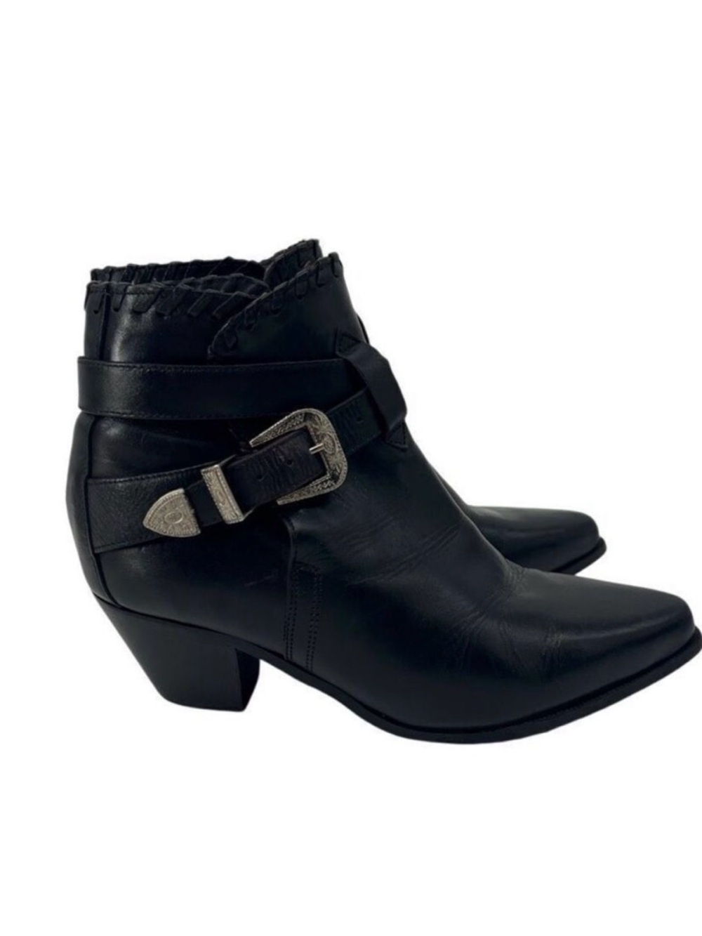Vintage Dingo Black Silver Buckle Biker‎ Ankle Boots 9.5 Women’s